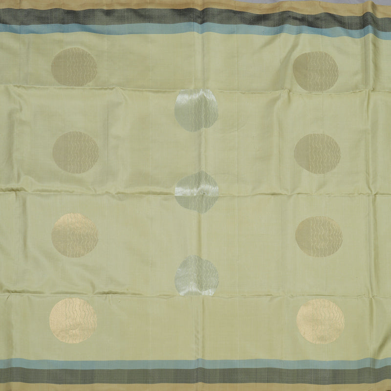 Hayagrivas Handloom Mild Elachi Green Kanjivaram Soft Silk Saree with Beige Border KBE1534K1-16