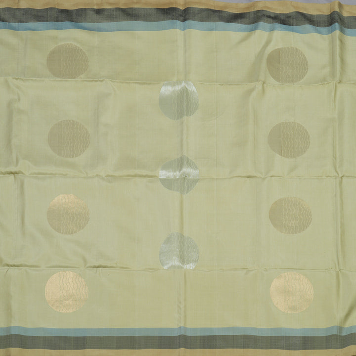 Hayagrivas Handloom Mild Elachi Green Kanjivaram Soft Silk Saree with Beige Border KBE1534K1-16