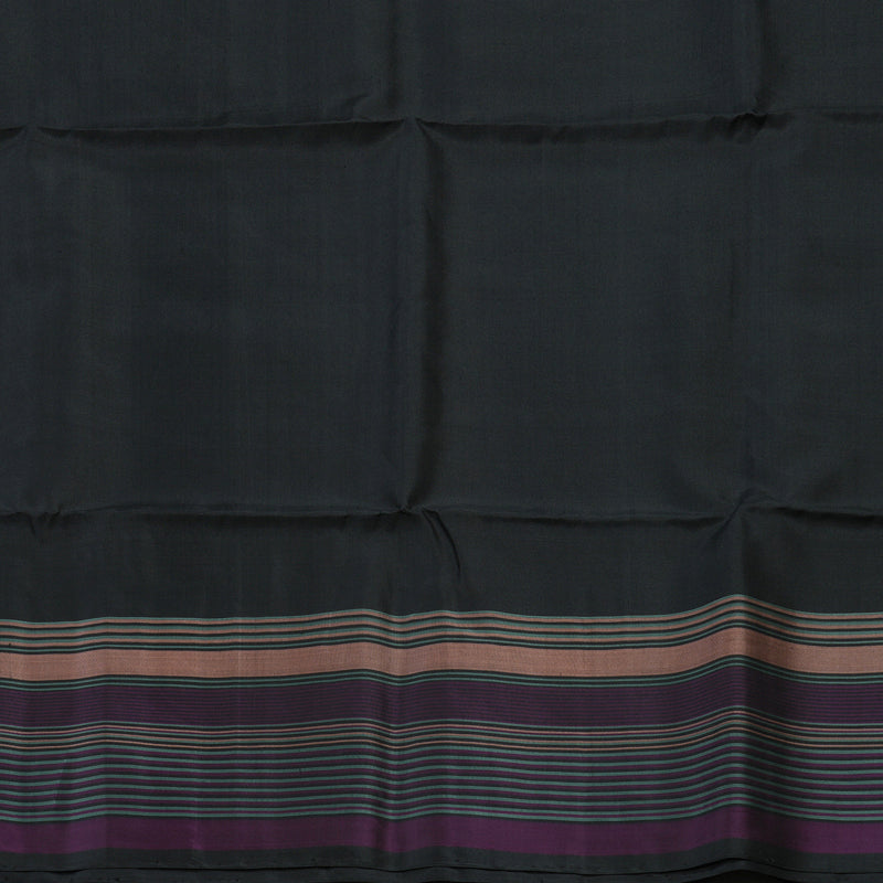 Hayagrivas Black Pure Soft Silk Saree with Multicolour Border KBE1534K1-21