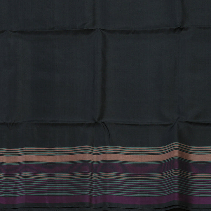 Hayagrivas Black Pure Soft Silk Saree with Multicolour Border KBE1534K1-21