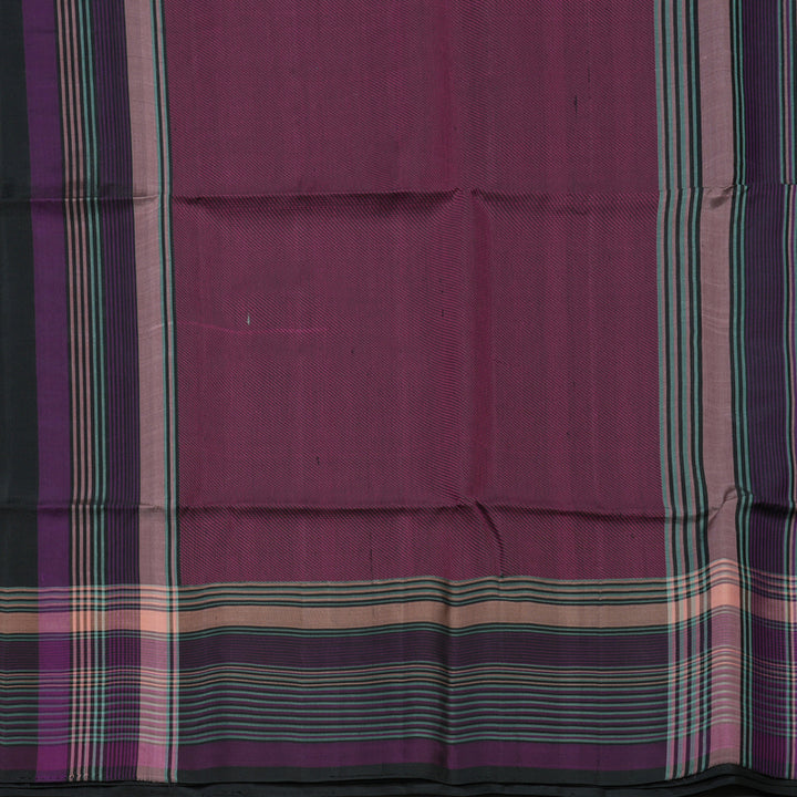 Hayagrivas Black Pure Soft Silk Saree with Multicolour Border KBE1534K1-21