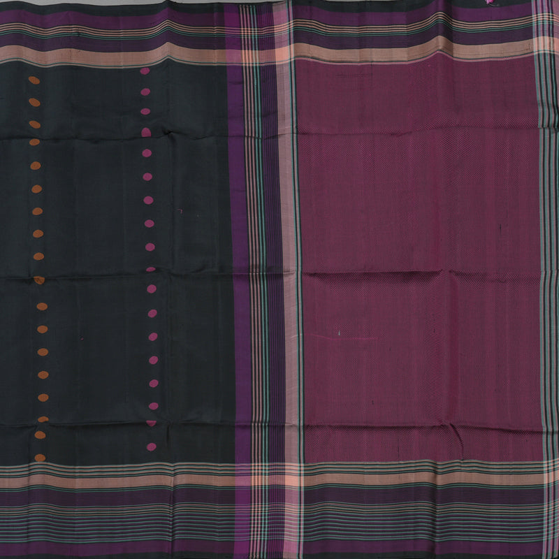 Hayagrivas Black Pure Soft Silk Saree with Multicolour Border KBE1534K1-21