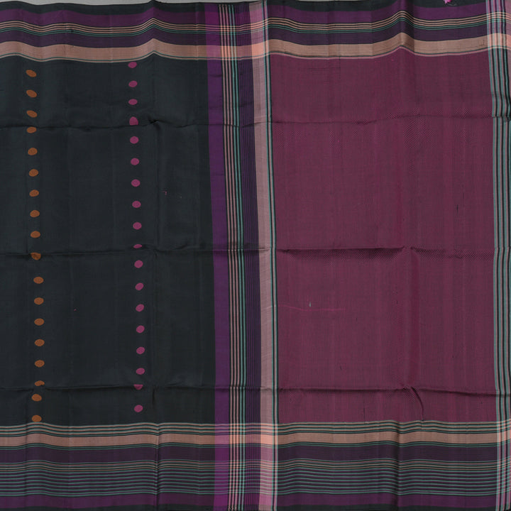 Hayagrivas Black Pure Soft Silk Saree with Multicolour Border KBE1534K1-21