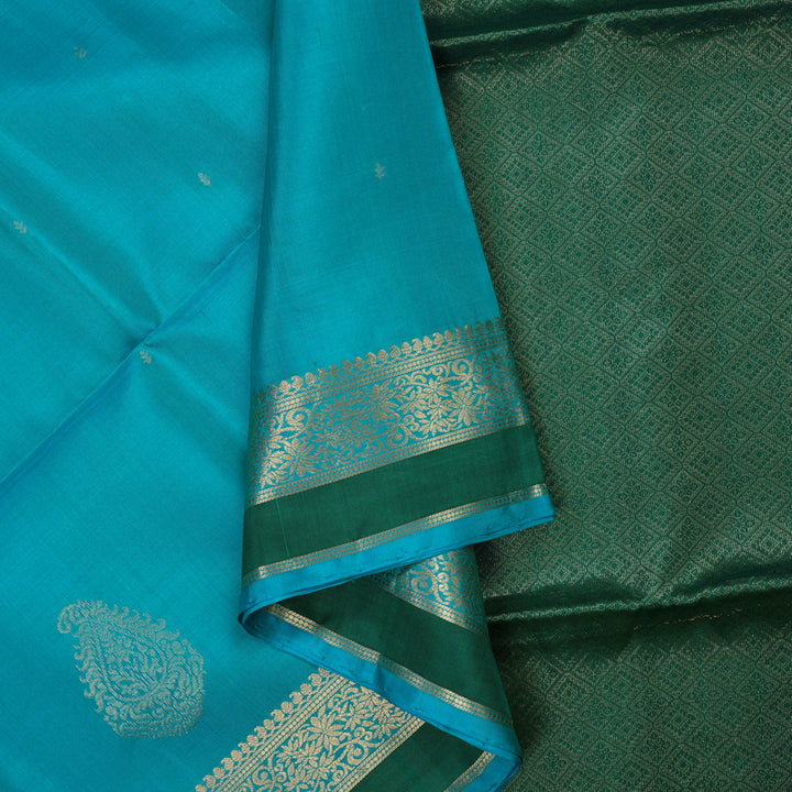 Hayagrivas Sky Blue Pure Soft Silk Saree KBE1534K2-11