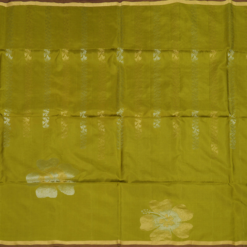 Hayagrivas Olive Green Pure Soft Silk Saree KBE1534K3-22