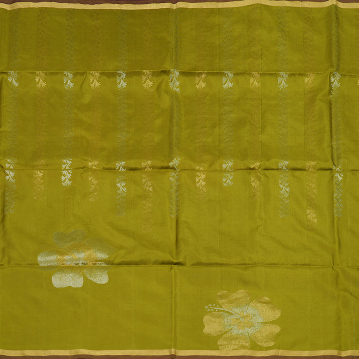 Hayagrivas Olive Green Pure Soft Silk Saree KBE1534K3-22