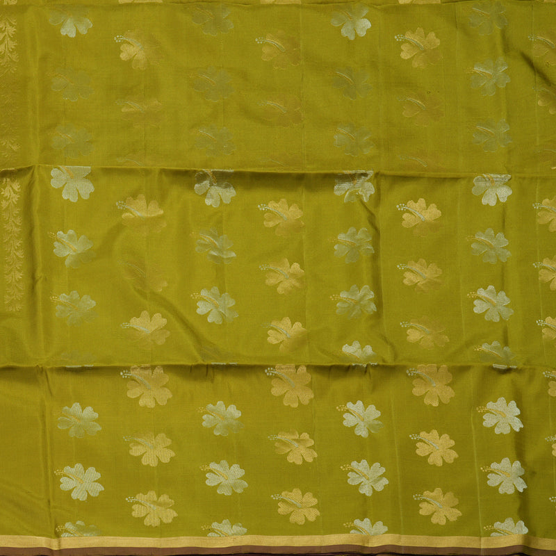 Hayagrivas Olive Green Pure Soft Silk Saree KBE1534K3-22
