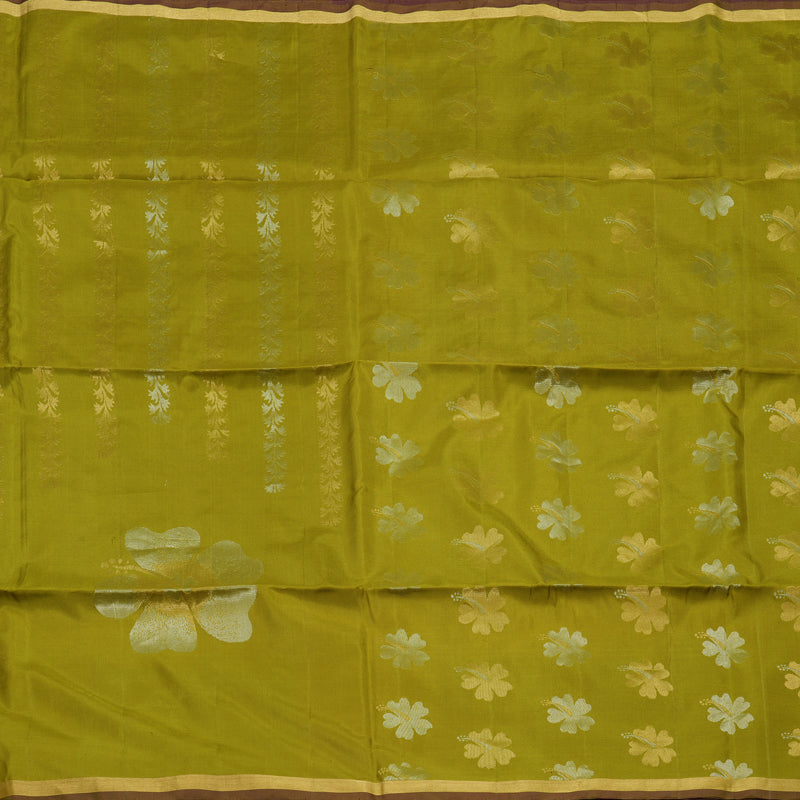 Hayagrivas Olive Green Pure Soft Silk Saree KBE1534K3-22