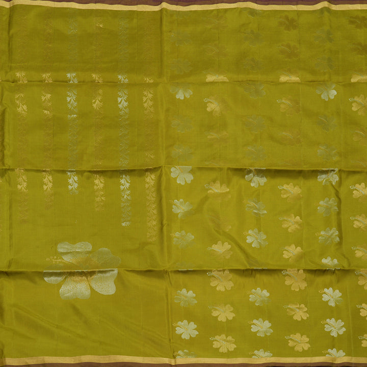 Hayagrivas Olive Green Pure Soft Silk Saree KBE1534K3-22