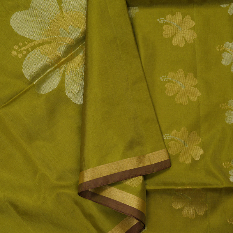 Hayagrivas Olive Green Pure Soft Silk Saree KBE1534K3-22