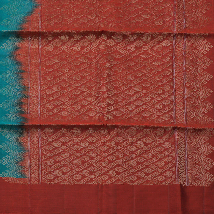 Hayagrivas Handloom Rama Green Soft Silk Saree with Deep Red Border KBE1535K1-1