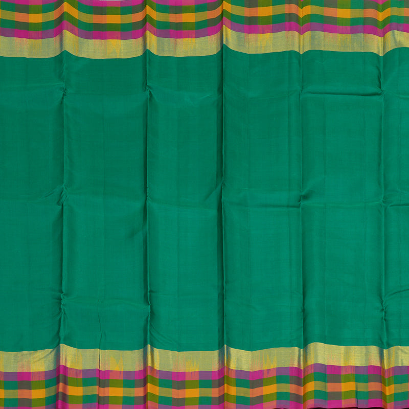 Hayagrivas Handloom Peacock Green Kanjivaram Silk Saree with Multicolour Checks KBE1536K2-22