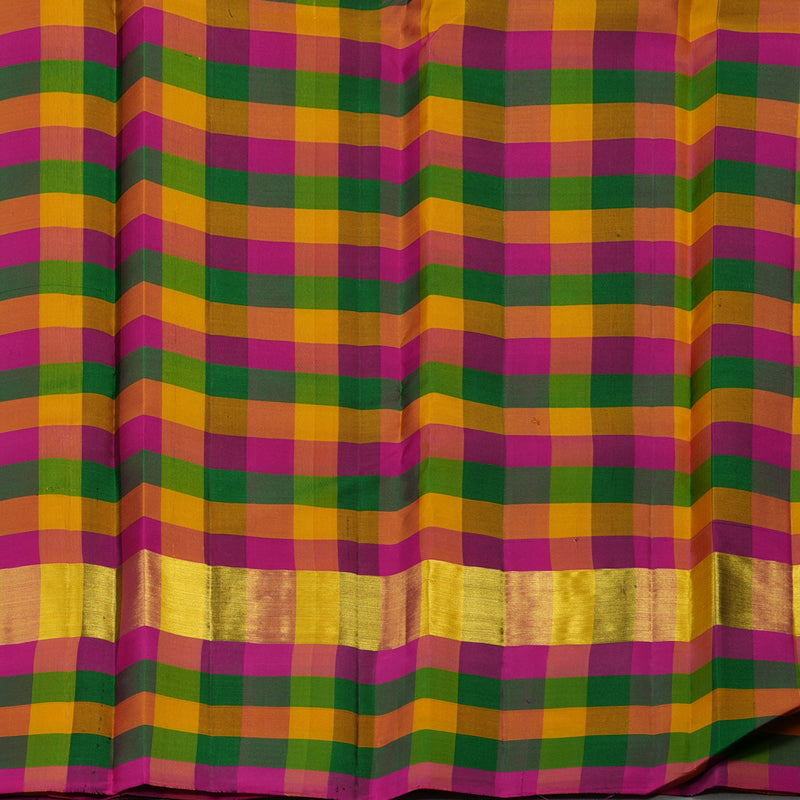 Hayagrivas Black Kanjivaram Silk Saree with Multicolour Checks border KBE1536K2-8