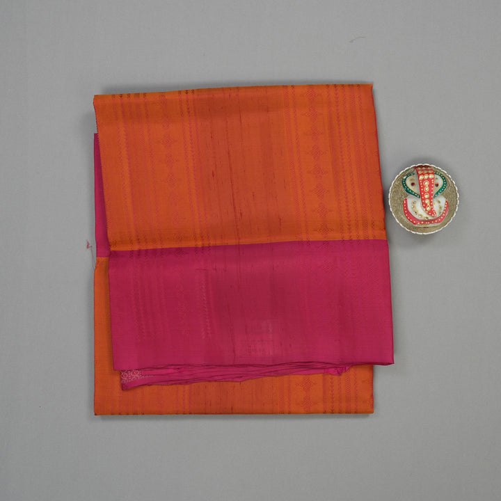 Hayagrivas Orange Pure Soft Silk Saree with Pink Border KBE1537K11-12