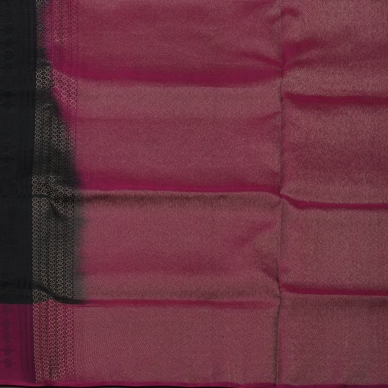 Hayagrivas Black Pure Soft Silk Saree with Wine Purple Border KBE1537K11-7