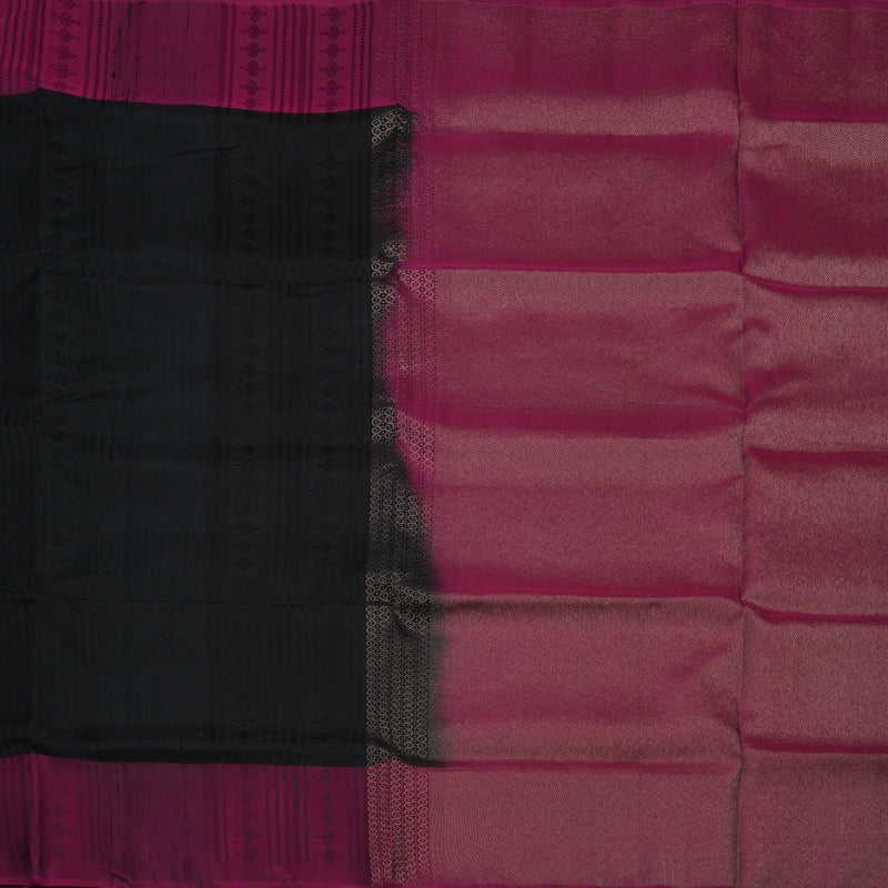 Hayagrivas Black Pure Soft Silk Saree with Wine Purple Border KBE1537K11-7