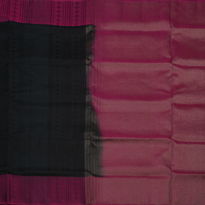 Hayagrivas Black Pure Soft Silk Saree with Wine Purple Border KBE1537K11-7