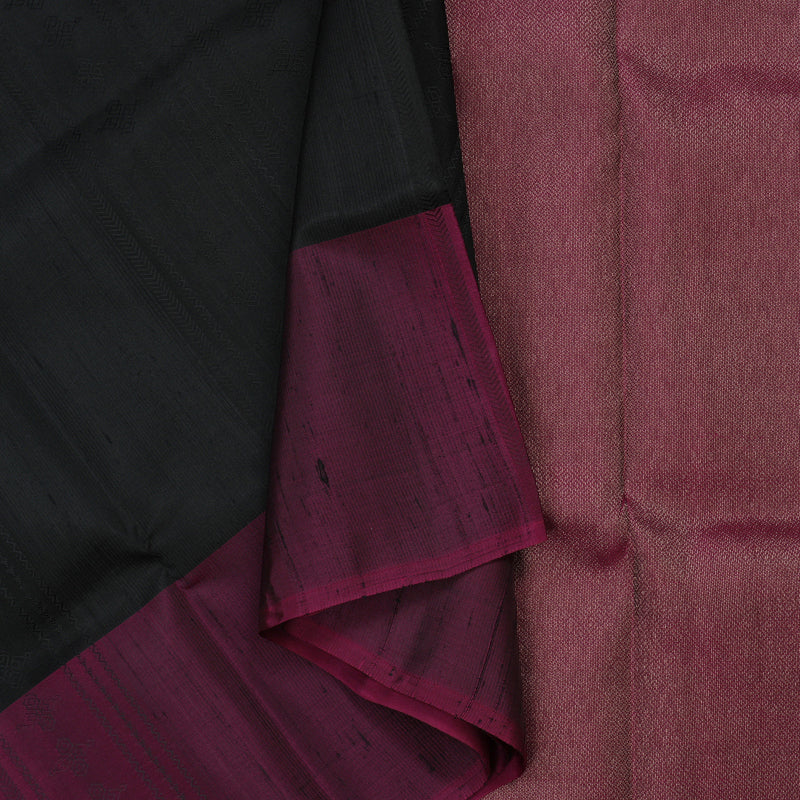 Hayagrivas Black Pure Soft Silk Saree with Wine Purple Border KBE1537K11-7