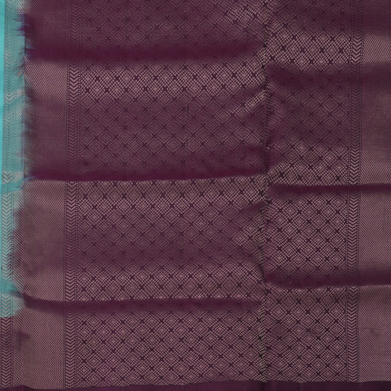 Hayagrivas Sea Blue Pure Soft Silk Saree with Deep Violet Border KBE1538K14-5