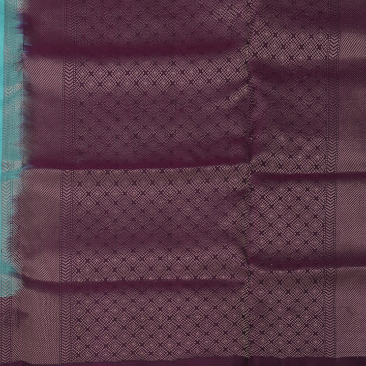 Hayagrivas Sea Blue Pure Soft Silk Saree with Deep Violet Border KBE1538K14-5