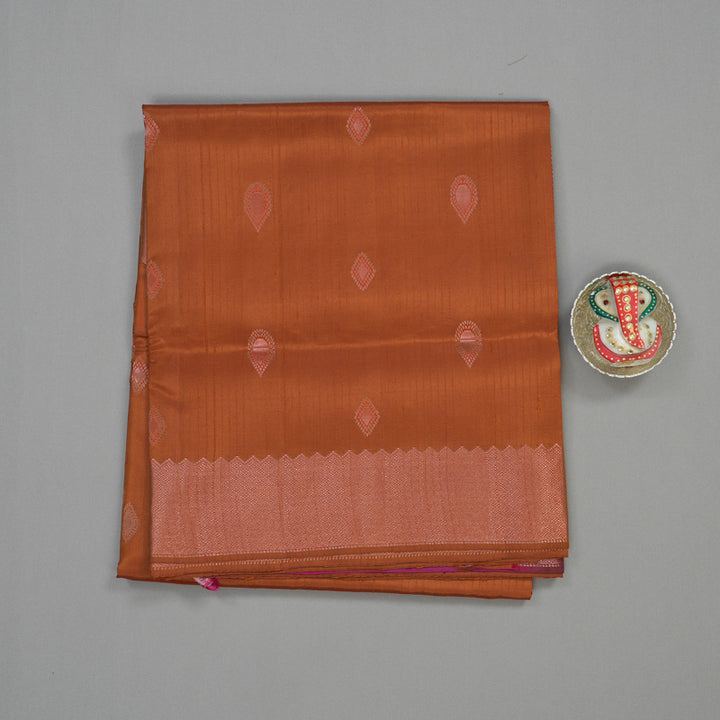 Hayagrivas Rust Orange Pure Soft Silk Saree KBE1538K15-6