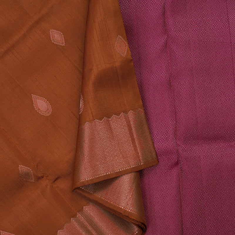 Hayagrivas Rust Orange Pure Soft Silk Saree KBE1538K15-6