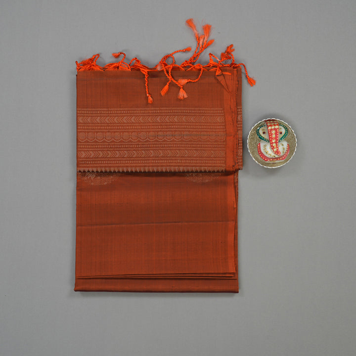 Hayagrivas Rust Orange Pure Soft Silk Saree KBE1540K1-7