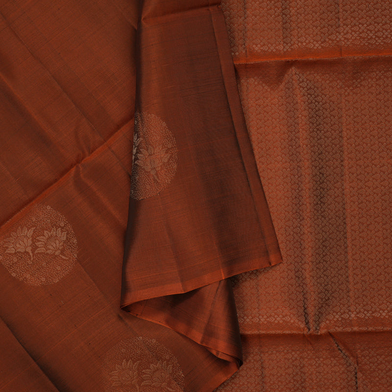 Hayagrivas Rust Orange Pure Soft Silk Saree KBE1540K1-7