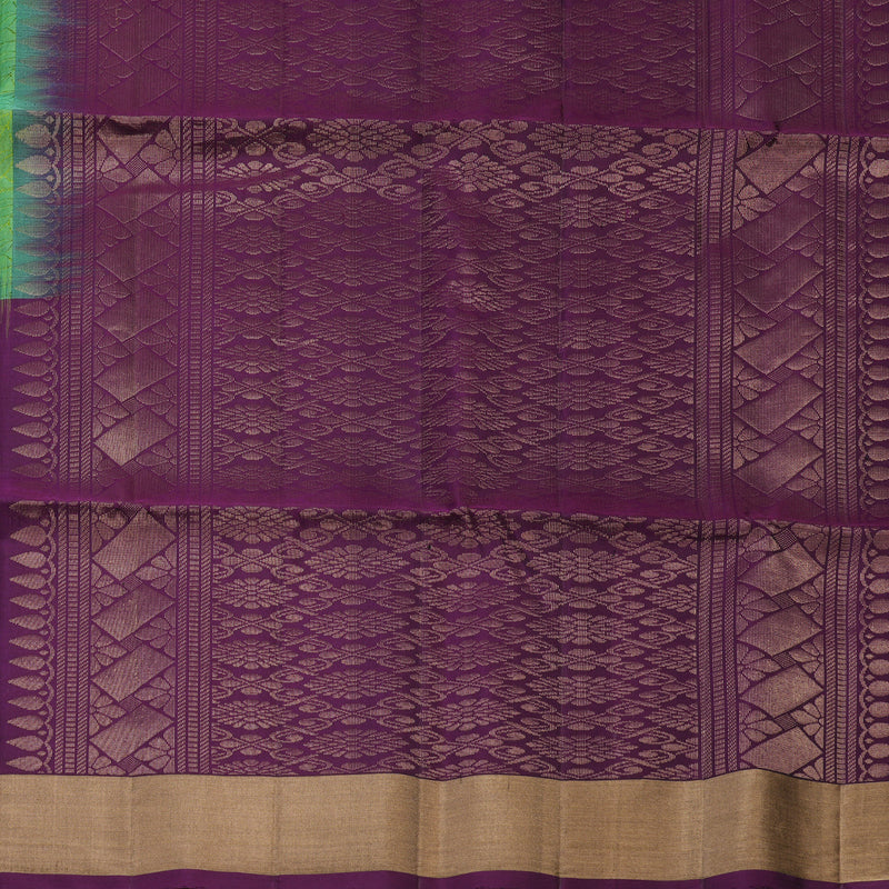 Hayagrivas Fluorescent Green Pure Soft Silk Saree with Violet border KBE1540K2-4