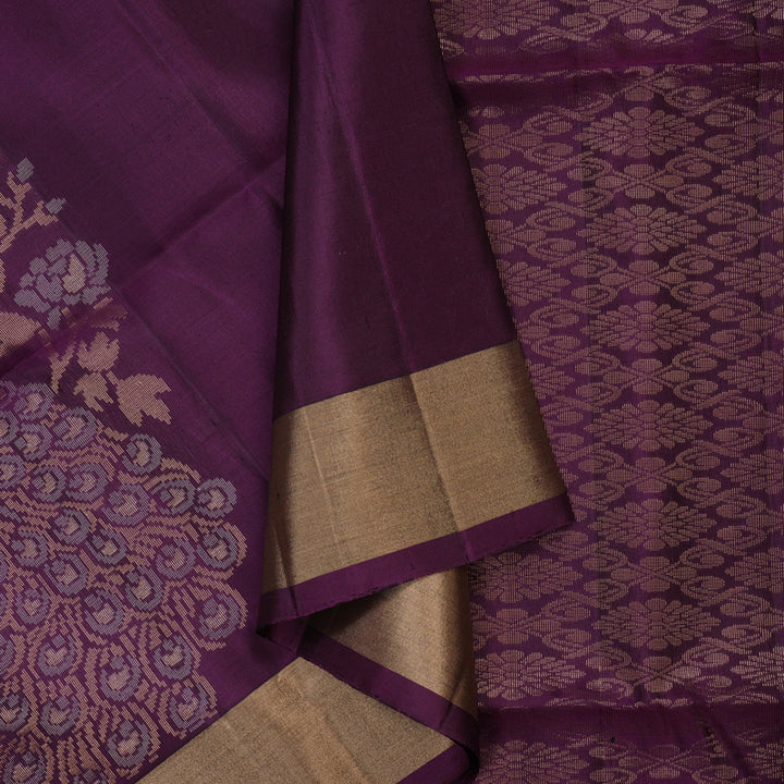 Hayagrivas Fluorescent Green Pure Soft Silk Saree with Violet border KBE1540K2-4