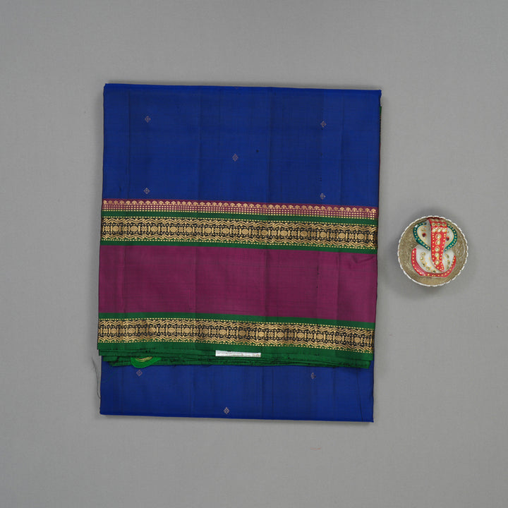 Hayagrivas Royal Blue Pure Soft Silk Saree with Wine Purple border KBE1541K1-4