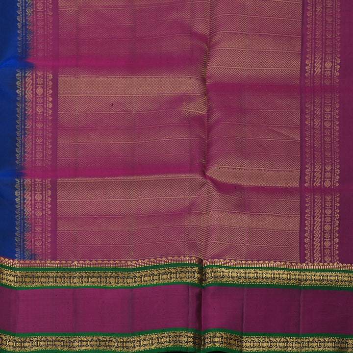 Hayagrivas Royal Blue Pure Soft Silk Saree with Wine Purple border KBE1541K1-4