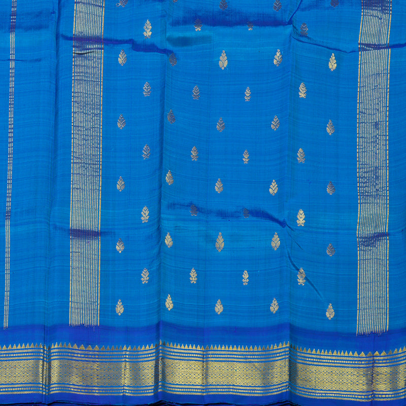 Hayagrivas Fluorescent Green Pure One Side Border Silk Saree with MS Blue border KBE1543K1-2
