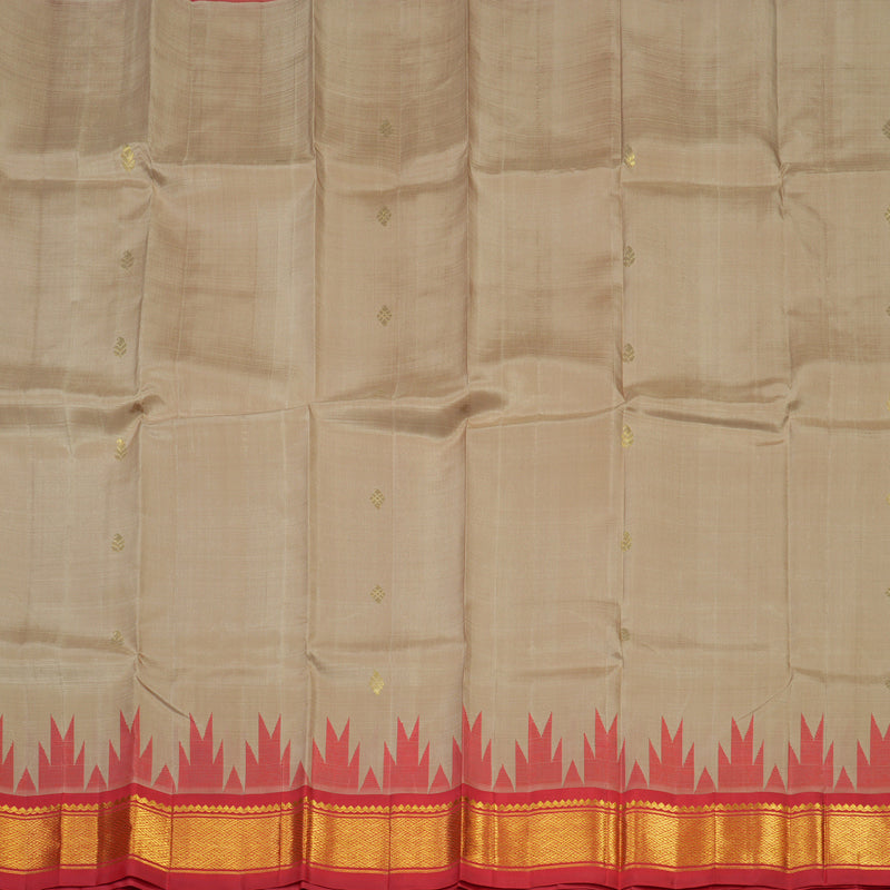 Hayagrivas Handloom Beige Kanjivaram Silk Saree with Red Border KBE1543K1-26