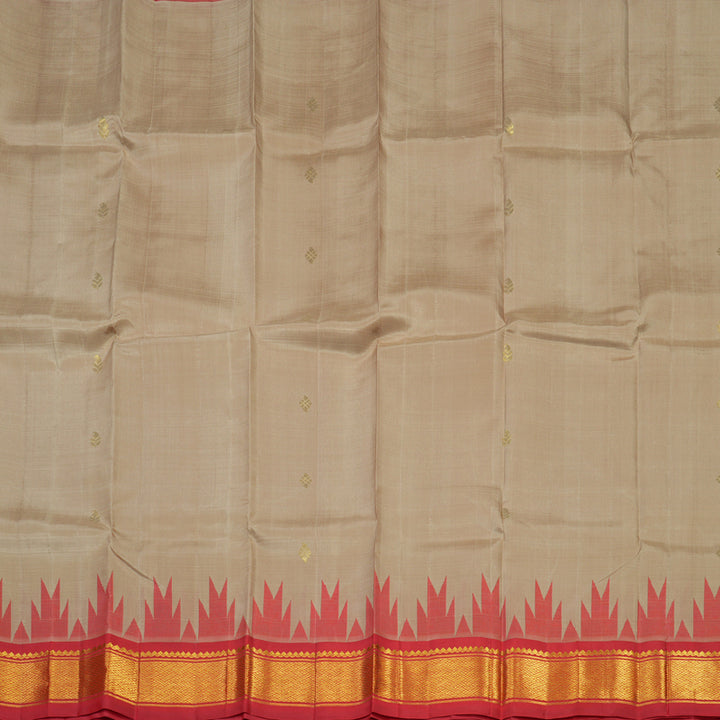 Hayagrivas Handloom Beige Kanjivaram Silk Saree with Red Border KBE1543K1-26