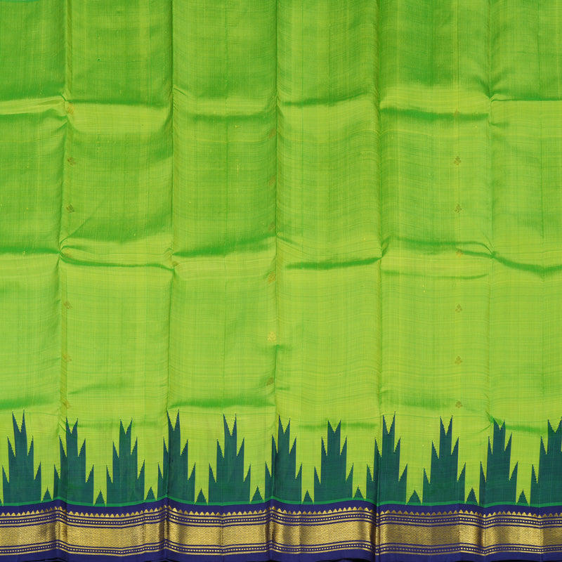 Hayagrivas Fluorescent Green Pure One-sided Border Kanjivaram Silk saree KBE1543K1-3