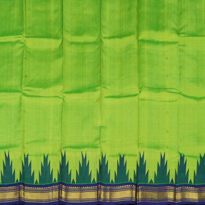 Hayagrivas Fluorescent Green Pure One-sided Border Kanjivaram Silk saree KBE1543K1-3