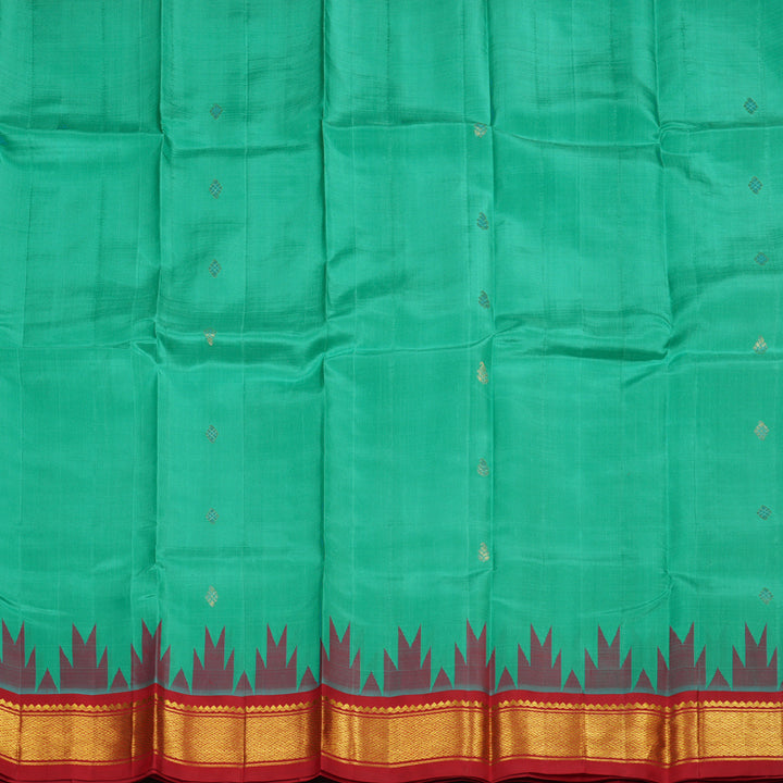 Hayagrivas Sea Green Pure One-sided Border Kanjivaram Silk saree KBE1543K1-5