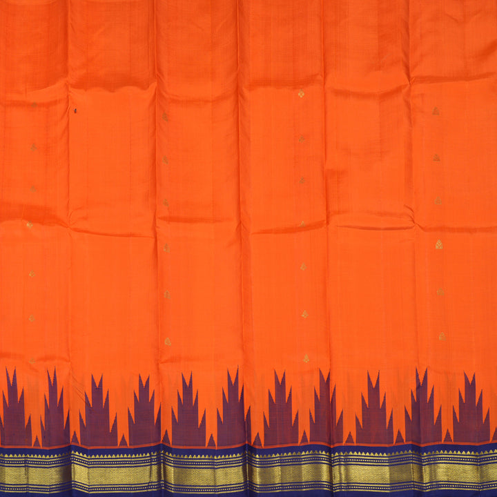 Hayagrivas Fanta Orange Pure One Side Border Silk Saree with Navy Blue border KBE1543K1-8