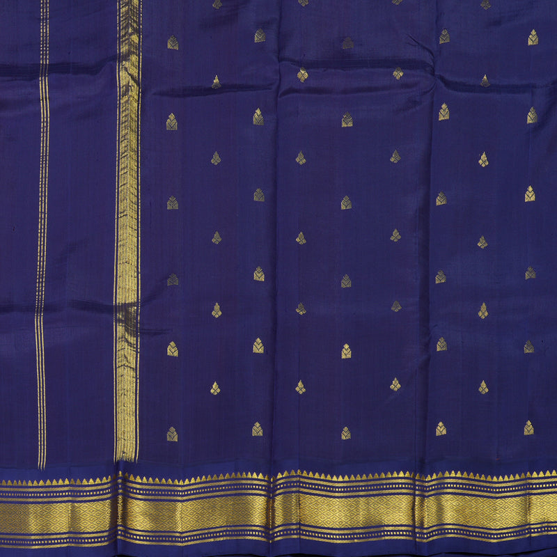 Hayagrivas Fanta Orange Pure One Side Border Silk Saree with Navy Blue border KBE1543K1-8