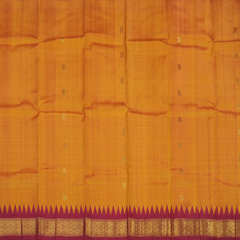 Hayagrivas Handloom Rust Kanjivaram Silk Saree with Maroon Border KBE1543K2-1