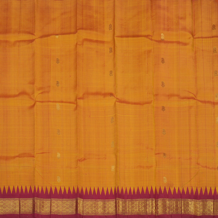 Hayagrivas Handloom Rust Kanjivaram Silk Saree with Maroon Border KBE1543K2-1