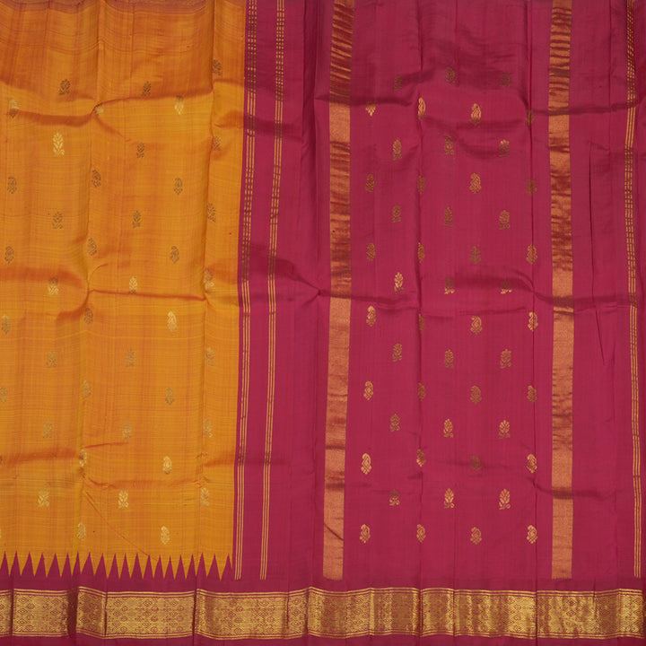 Hayagrivas Handloom Rust Kanjivaram Silk Saree with Maroon Border KBE1543K2-1