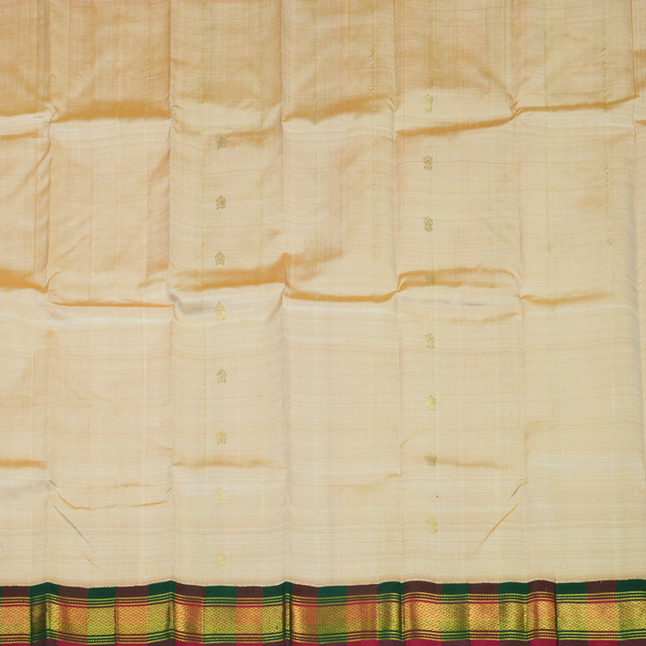 Hayagrivas Beige Pure One Side Border Silk Saree with Bottle Green & Araku Maroon border KBE1543K3-2