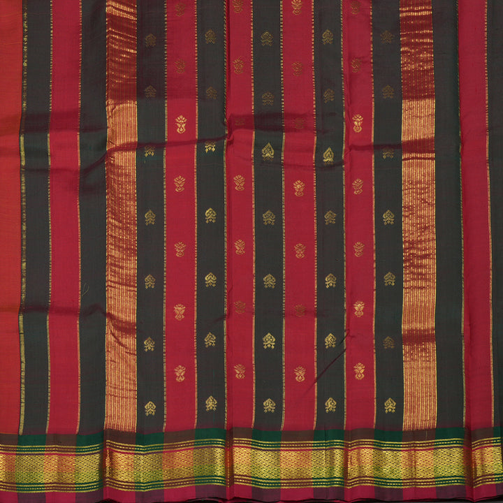 Hayagrivas Beige Pure One Side Border Silk Saree with Bottle Green & Araku Maroon border KBE1543K3-2