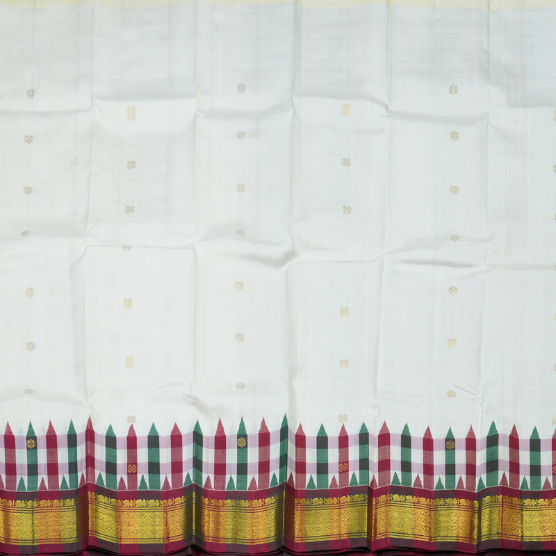 Hayagrivas Half-White Pure One-sided border Kanjivaram Silk Saree KBE1543K6-2