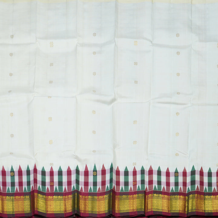 Hayagrivas Half-White Pure One-sided border Kanjivaram Silk Saree KBE1543K6-2