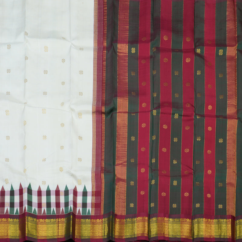 Hayagrivas Half-White Pure One-sided border Kanjivaram Silk Saree KBE1543K6-2