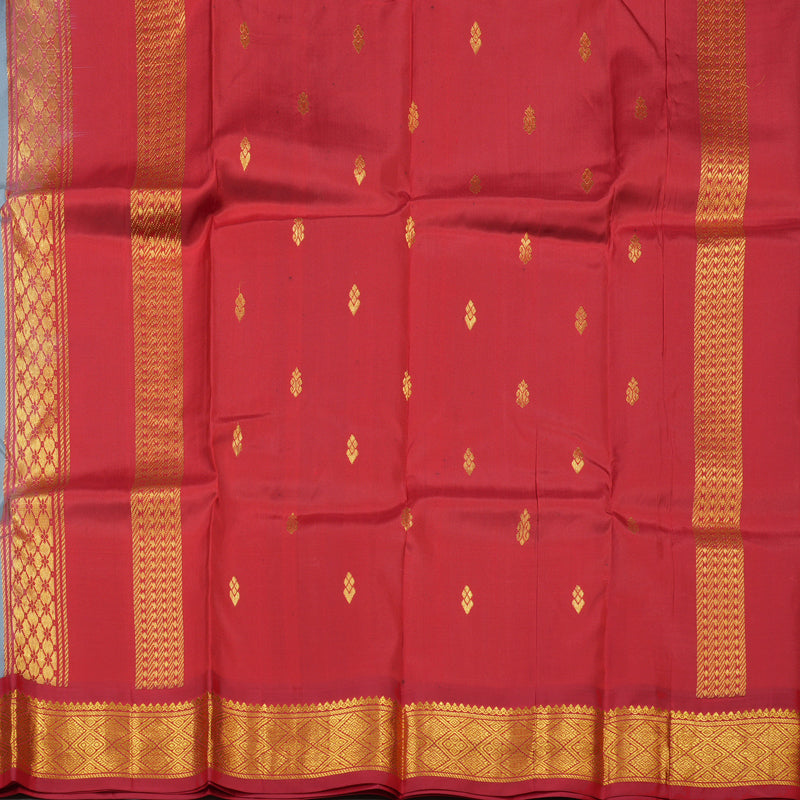 Hayagrivas Light Grey Pure One Side Border Silk Saree with Red border KBE1544K1-2