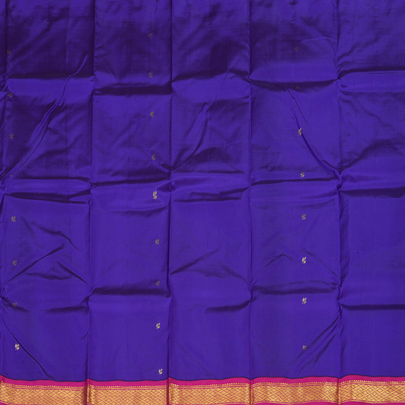 Hayagrivas Purplish-Blue Pure One-sided Border Kanjivaram Silk saree KBE1544K1-37